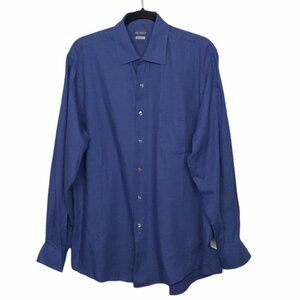 Van Heusen Blue Houndstooth Wrinkle Free Button Down Shirt